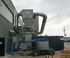 Extraction and waste disposal system for three plastic machining center