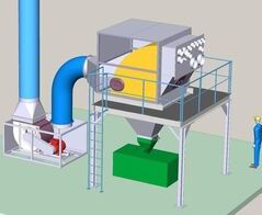 Extraction system for continuous edge strip with separator and exhaust fan
